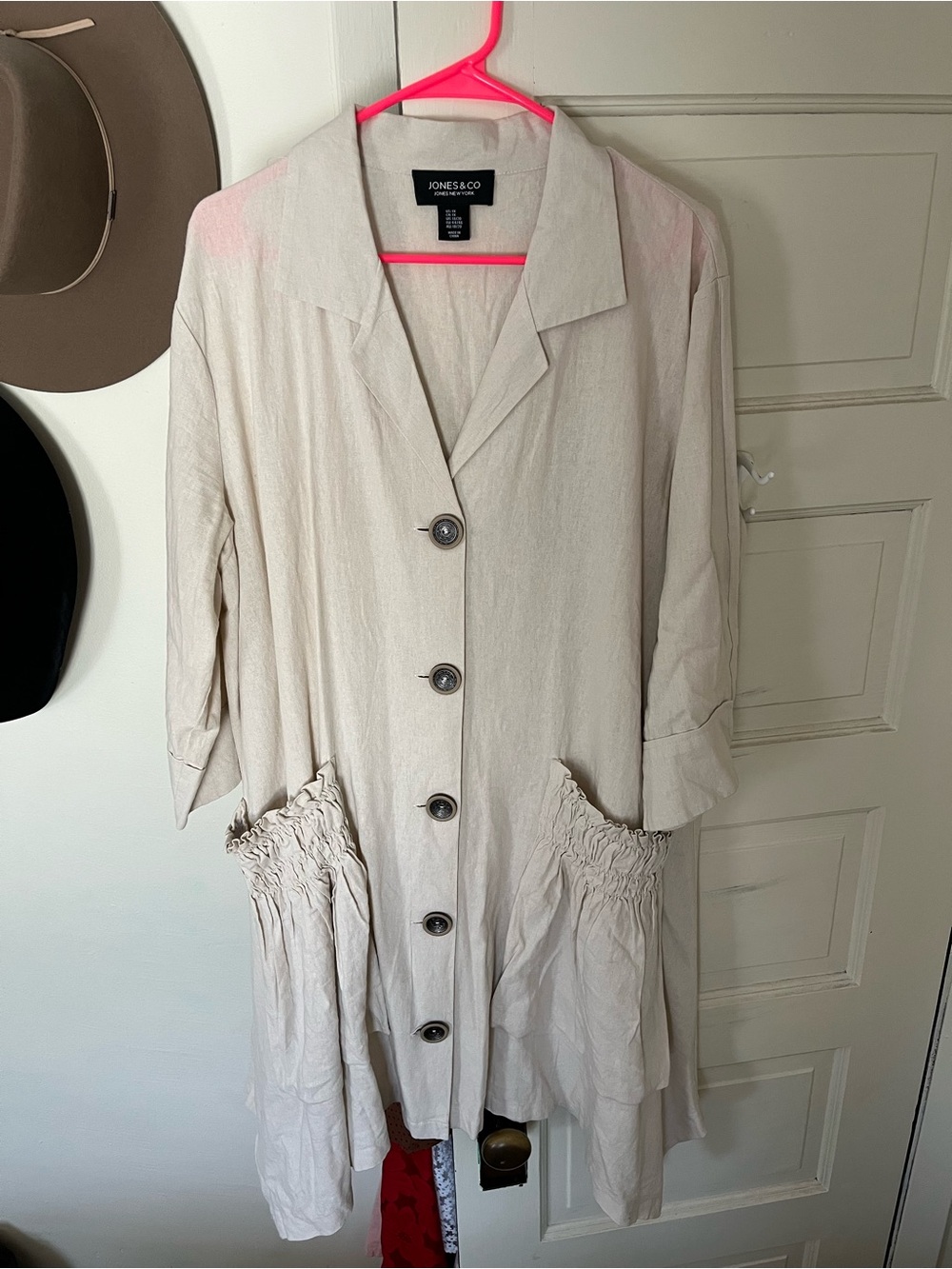 Jones & Co Beige Button-Front Lightweight Dress